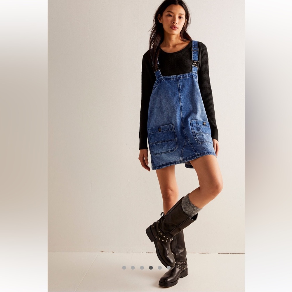 Free People Overall Smock Dress - Sapphire Blue